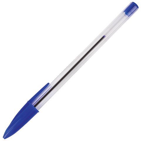 Ручка шариковая синяя узел 1мм линия 0,5мм корпус прозр STAFF Basic BP-01 1/50/2000
