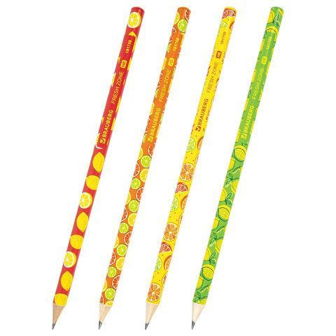 Карандаш ч/гр НВ дерево корпус ассорти FRESH ZONE BRAUBERG 1/72