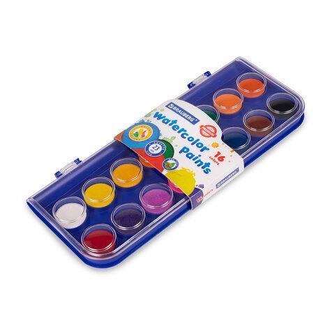 Краски акварельные 16цв круглые кюветы 23 мм пенал BRAUBERG PREMIUM 12/144