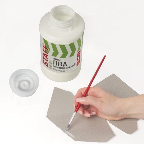 Клей ПВА 1кг универсальный бумага картон дерево STAFF 1/8