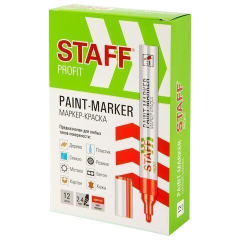 Маркер-краска лаковый красный 2-4мм нитро-основа STAFF PROFIT 1/12
