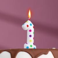 Свеча для торта Цветное конфетти Цифра 1 1/100 Свеча для торта Цветное конфетти Цифра 1 1/100