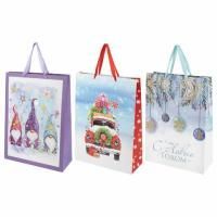 НГ Пакет подарочный бумажный (33х45х13) ассорти ЗОЛОТАЯ СКАЗКА 1/12/144