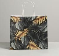 Пакет подарочный бумажный (25x22x12) крафт Тропики 1/12