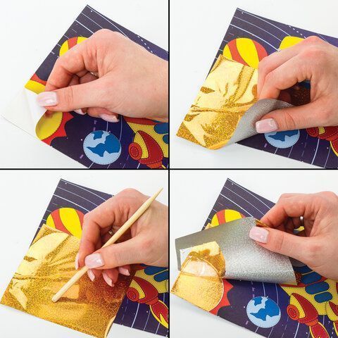 Аппликация из фольги 20х15см Юнландия Ракета 1/1