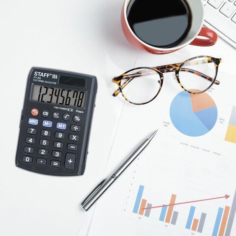 Калькулятор карманный STAFF STF-883 (95х62 мм), 8 разрядов, двойное питание 1/50