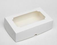 Коробка для сладостей с окном 250х150х70мм картон белая 5/200