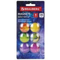 Магниты BRAUBERG диам 35мм 6шт стеклянные круглые в блистере 1/24/96