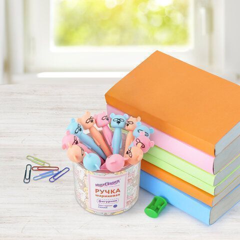 Ручка фигурная шариковая мягкий силиконовый корпус, ассорти, СИНЯЯ, 0,7мм ЮНЛАНДИЯ Мишка 1/12