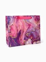 Пакет подарочный бумажный (27х23х11,5) ламинир Разводы 1/250