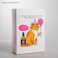 Подарочная коробка складная 16х23х7,5см Кот с шариком 1/1