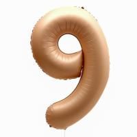 Шар фольгированный Цифра 9 85см цвет карамель 1/25/300