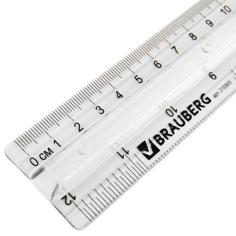 Линейка 30см пластиковая с держателем прозрачная BRAUBERG 1/24/288