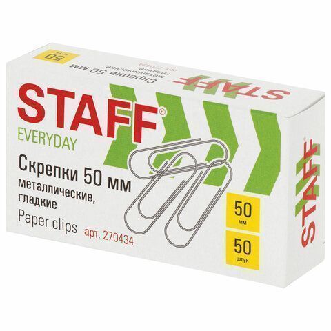 Скрепки 50мм 100шт металлические STAFF EVERYDAY 1/8/80 (Клиент)