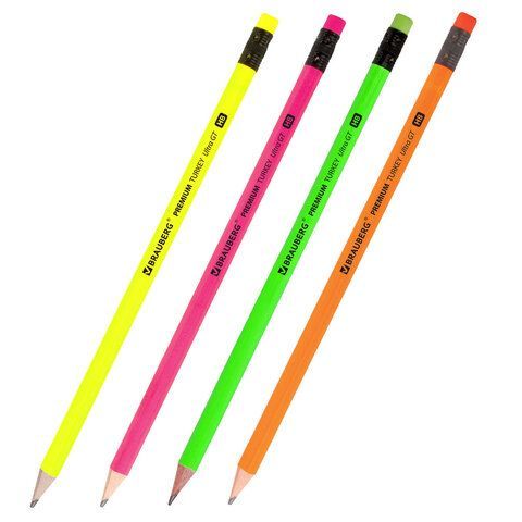 Карандаш ч/гр HB с резинкой, ассорти BRAUBERG PREMIUM TURKEY 1/72