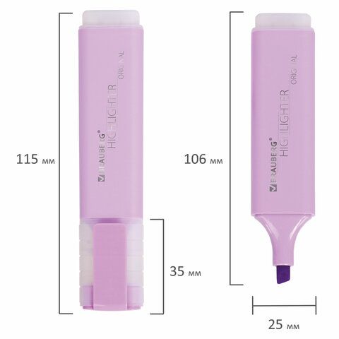 Текстовыделитель лавандовый линия 1-5 мм BRAUBERG ORIGINAL PASTEL 1/12