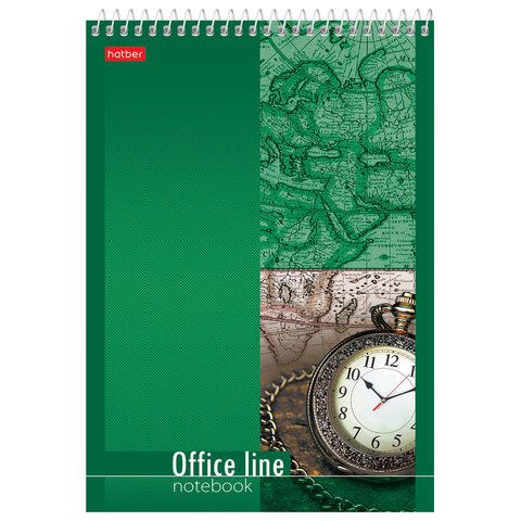 Блокнот 60л А5 145х205мм клетка спираль картон жесткая подложка HATBER Office Line 1/4/64