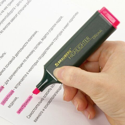 Текстмаркер розовый 1-5 мм скошенный наконечник BRAUBERG ORIGINAL 1/12/576