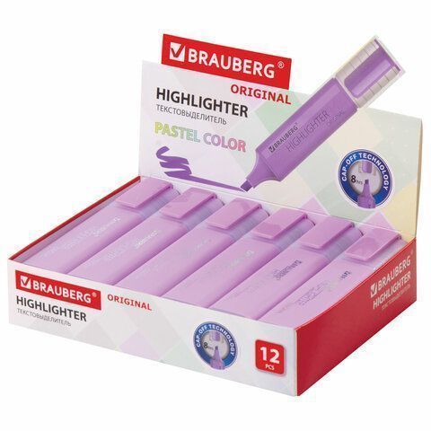 Текстовыделитель лавандовый линия 1-5 мм BRAUBERG ORIGINAL PASTEL 1/12