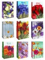 Пакет подарочный бумажный (14х20х7) ламинир Классика цветы 1/20