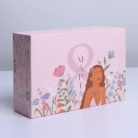 Подарочная коробка 16х23х7,5см 8 марта, девушка 1/1