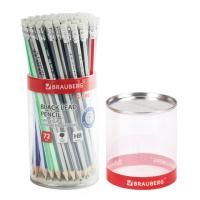 Карандаш ч/гр НВ с ластиком дерево корпус ассорти G-100 BRAUBERG 1/72