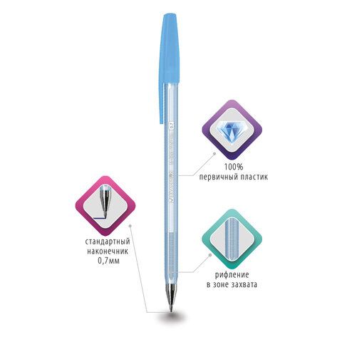 Ручка шариковая синяя узел 0,7мм корпус ассорти BRAUBERG M-500 PASTEL 1/50