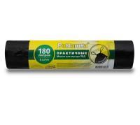 Мешок для мусора 180л рулон ПВД (90х110)-40 с завязками черн ПРАКТИЧНЫЕ 79,4г Ромашка (5шт) 1/15