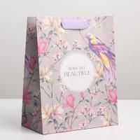 Пакет подарочный бумажный (18х23х8) крафт Чувство 1/1